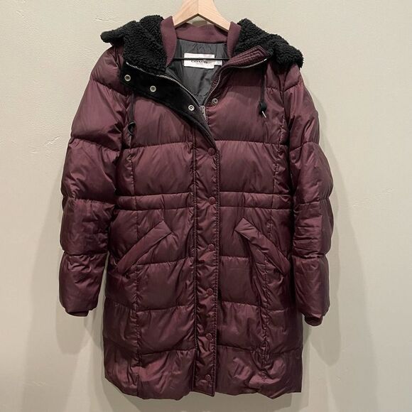 Coach Jackets & Blazers - Coach Bordeaux Purple Long Puffer Coat - Size: Medium
